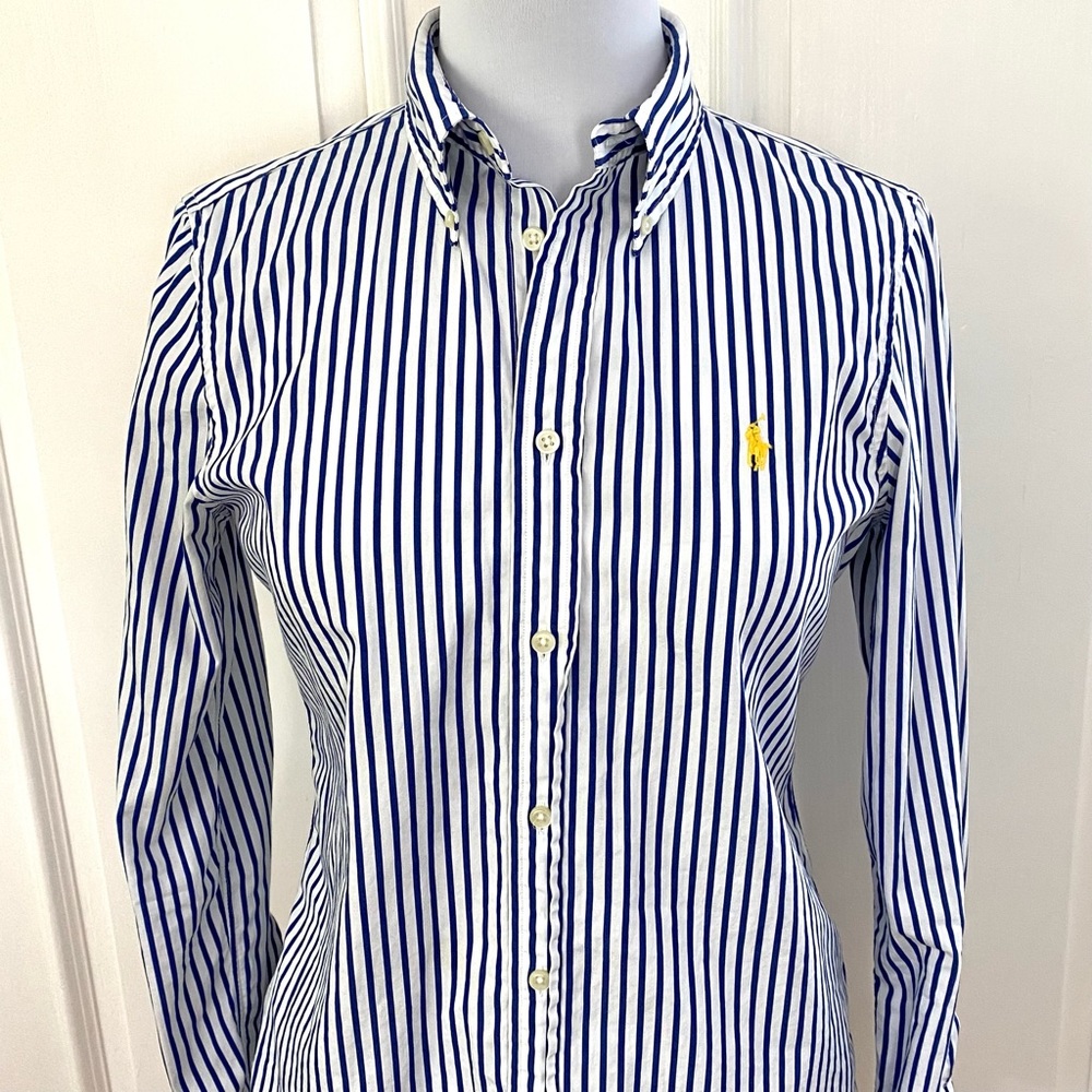 Ralph Lauren Feminine Fit Button Down Blue Stripes